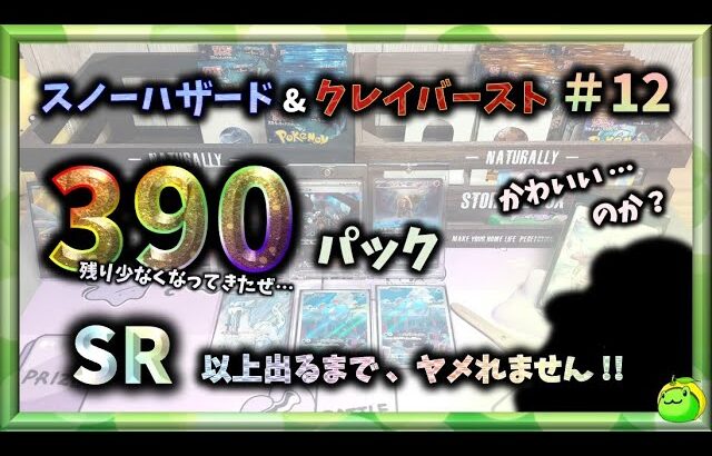 【ポケカ】第１２回 390パック高速開封!! ＳＲ以上出るまでヤメれません！この SR かわいい…のか？スノーハザード&クレイバースト【pokemon card game】